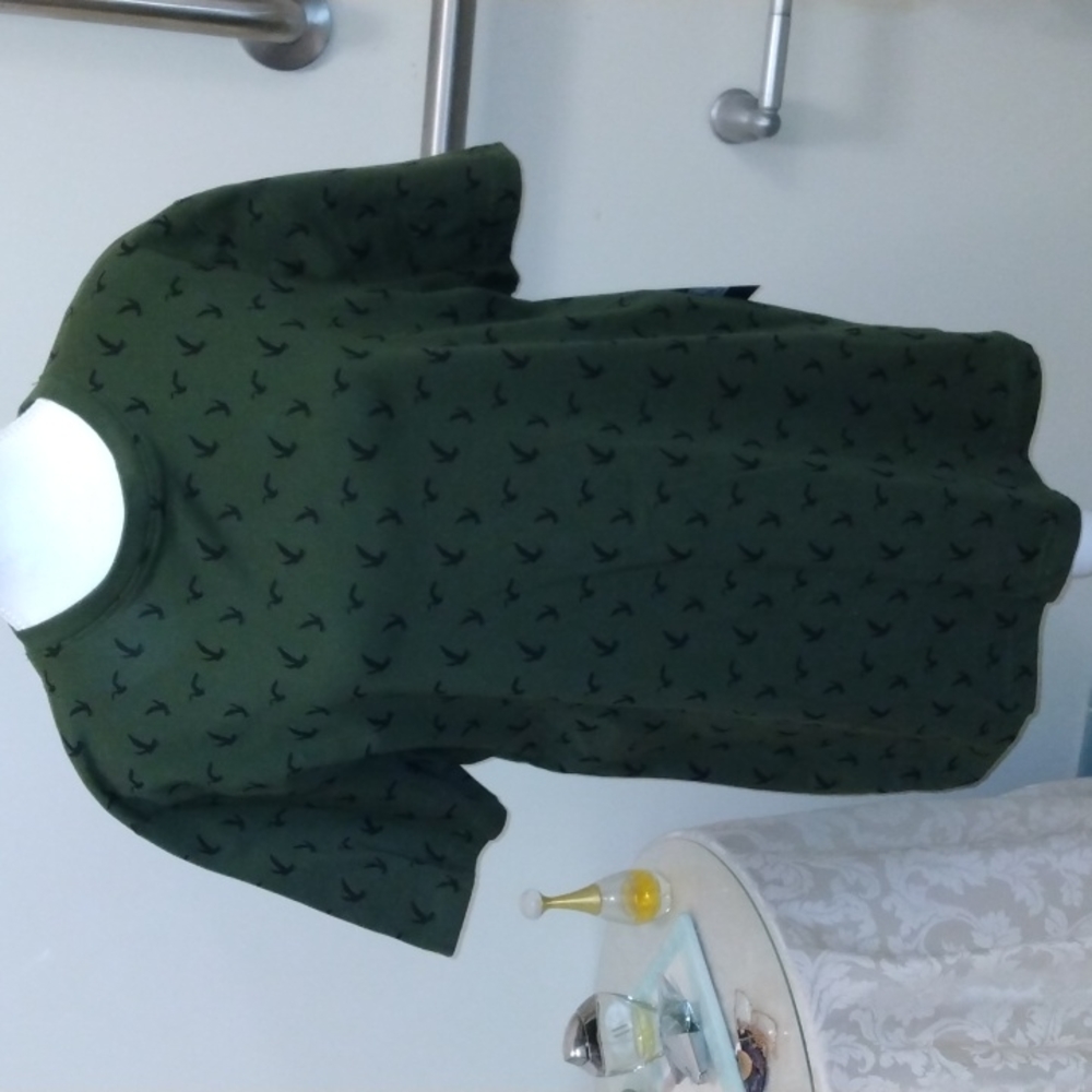 PD&C Men's Small olive tee shirt with black birds.  NWT
